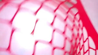Massive Boobs Pregnant Girl in Red Mesh Rides Cock Then Doggy Fuck