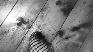 Teen in fishnet socks