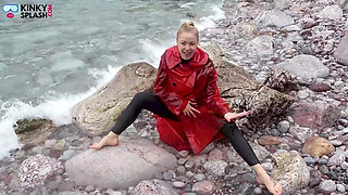 Shiny Pvc Over Neoprene Wet Beach JOI & Play