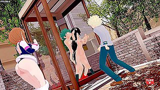 Car Toon In Boku No Hero Academia Hentai - Deku Fucks Tsuyu While Uraraka Watches Them And Bakugou Jerks Off Wat