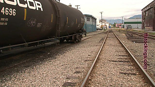 Train Tramp, in Layered Nylons - Nylon Slut Sneaks Into Railway Yard