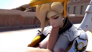 Sweet and ultra-cute Mercy gives a mind-blowing blowjob