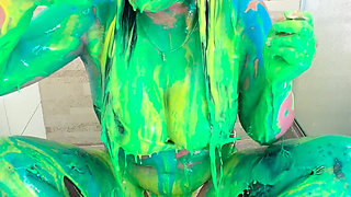 Dirty and Play Covered in Colorful Pastry Cream and Wet Deep Throat