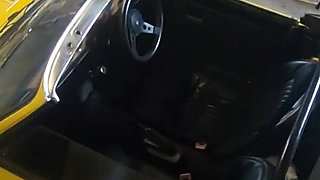 Behind the scenes vintage car