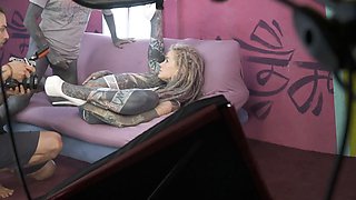 Behind the episodes with strongly tattooed skinny lady anuskatzz