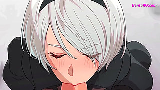 2B's Sex Lesson With Huge Cum Inside ( Cartoon )