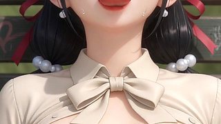 Hentai Office Wife Masturbates in the Park on a Bench