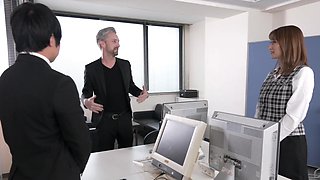 Mio Shido gets her pussy railed by two office workers