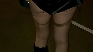 No Panties in Mini Skirt at Public Place