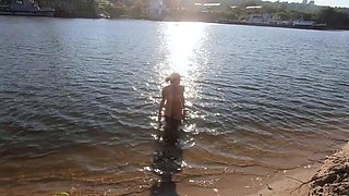 Blonde Babe MissMotivated's Naked River Bath