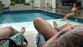 Kali Goddess Gets Fucked and Creampied by Two Men in the Rain