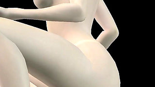 Animated 3D Porn - Beautiful Girl Riding Asian Man Dick in Pussy & Ass