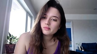 Beautiful teen brunette Jessica Sinn masturbates