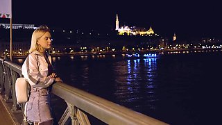 Blonde Emily Cutie gets fucked by two bbcs in mmf action