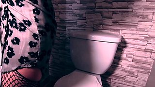 Masturbating at Work Party in Bathroom