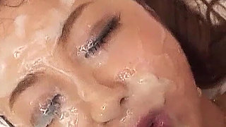 Candid Asian teen filmed having at bukakke party uncensored