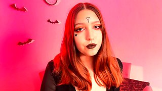 Hot Redhead Witch In Shiny Pantyhose Traps You And Obliges