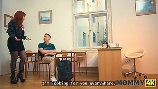 Mommy4k. cougar with massive hooters helps to pass the examination...