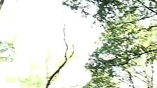 Skinny Amateur Brunette Has Outdoor POV with Older Man