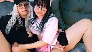 Babe Sneaky Online Date Handjob with Trans GF