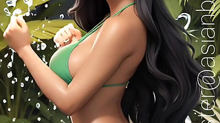 Jaya Anjali waiting for you at resort beach hotel (Ai model)