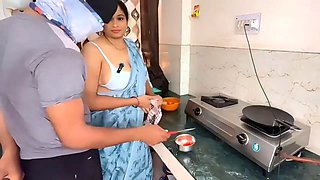 Indian Unsatisfied Bhabhi Lusty Sex with Devar On Kitchen Stand, Hindi Audio Sex