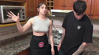 Italian whore wife getting fucked in her tight anal hole by a courier but got caught