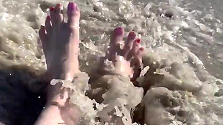 Waves Crashing on Size 16 Feet & Legs