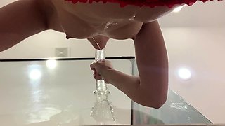 Cute young amateur web cam girl masturbates with her toy