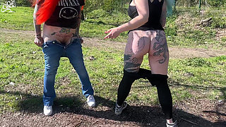 Girlfriends Peeing at the Rest Stop!