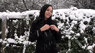 Small tit brunette amateur tugs on a big willie