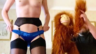 Saffy British blond teasing solo stocking heel show