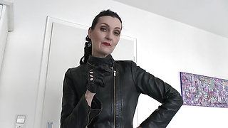 Sniffing Leather Gloves, Hand Over Mouth Lady Victoria Valente Instructions for Masturbating