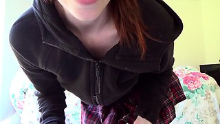 Lovely Amateur teen brunette masturbating outdoor