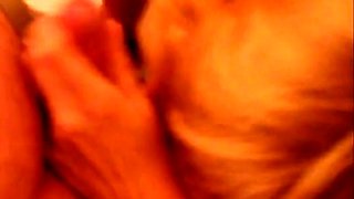 Blonde Granny Blowjob in a Bathroom
