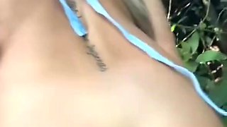 Adventurous blonde with a great boobs enjoys a lot having public sex with her naughty bf