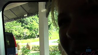 Amateur blonde teen rides cock and anal