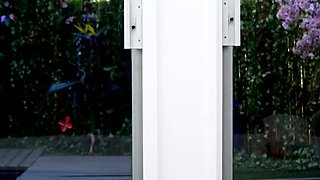 Interracial blowjob outdoors from bikini slut