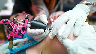 Tattooed Pair Big Dick Foursome Merry Gets Inked