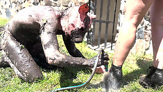 Piggy Humiliation in Mud, Playing with Nettles and Licking Our Feet Nice and Clean