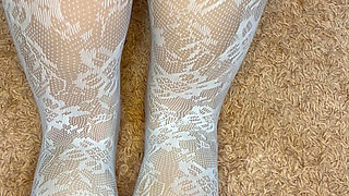 Sexy ass and legs in white thong and stocking