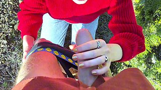 Sucked All Cum in Forest from Big Cock