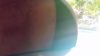 Blonde is flashing her big boobs in the outdoors