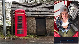 Cumming hard in public red telephone box with Lush remote