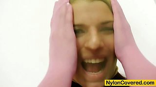 Mona Lee nylons fully covered dildo masturbation video