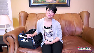 Busty Brunette MILF Jae Scott Sloppy Deepthroat Then Hard Pounding!