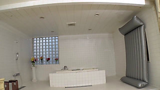 Big Tits Mature Gives Guy a Shower and Blowjob