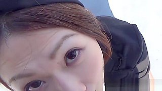 Ginger Japanese teen 18+ works on cock with her sexy lips