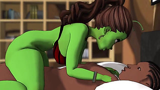Multiverse BBC Sex with a Big Butt, Big Tits Green Skinned Hottie