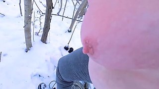 Bouncy Tits BDSM Slave Gets Complete Naked Punishment in Snow